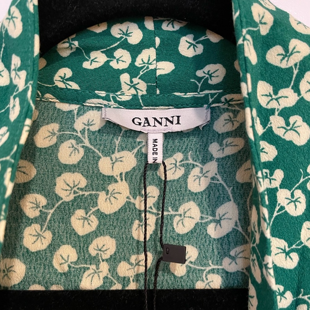 Ganni Green Dalton Crepe Wrap Dress NWT (XS) - Picture 9 of 10